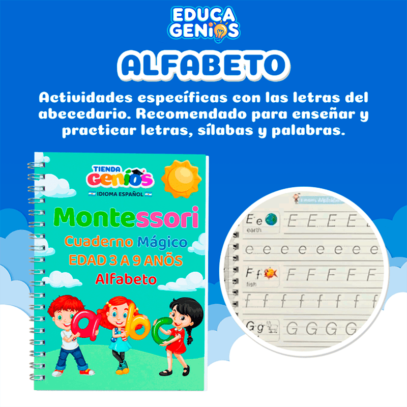 Pack de 4 Libros de Caligrafía Infantil con Bolígrafo Mágico