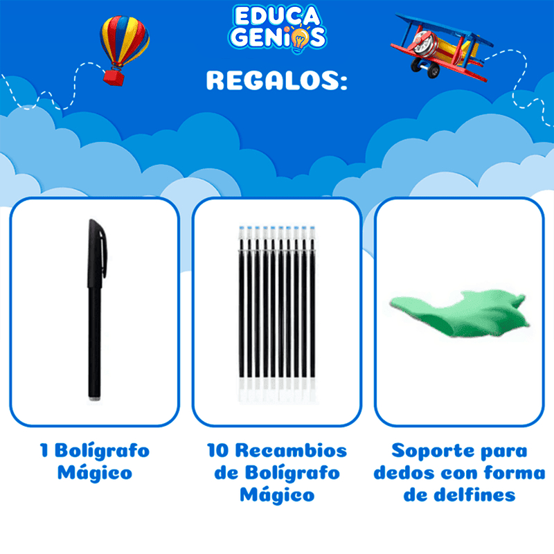 Pack de 4 Libros de Caligrafía Infantil con Bolígrafo Mágico