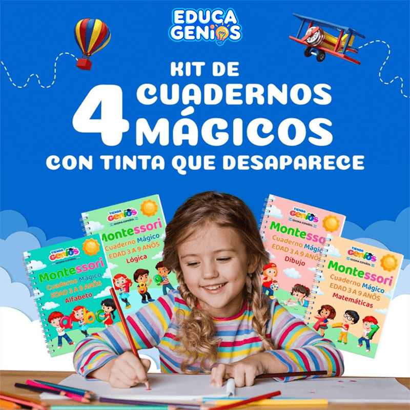 Pack de 4 Libros de Caligrafía Infantil con Bolígrafo Mágico