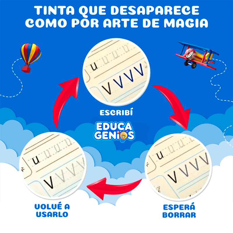 Pack de 4 Libros de Caligrafía Infantil con Bolígrafo Mágico